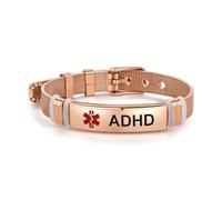 SBI Jewelry Medical Alert Bracelet for ADHD Pink Wristlet Gift Rose Gold Wristband First Aid Care Wrap Birthday Stainless Steel