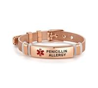 SBI Jewelry Medical Bracelet for Penicillin Allergy Women Men Adjustable Stainless Steel Emergency First Aid Support Health Wristband