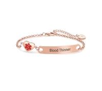 SBI Jewelry Medical ID Blood Thinner Bracelets for Women Men Adjustable Stainless Steel Emergency First Aid Bracelets Identification Wristlets