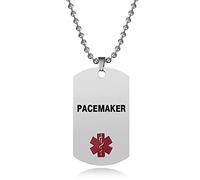 SBI Jewelry Medical Pacemaker Necklace for Women Adjustable Stainless Steel Dog Tag First Aid Emergency Necklaces Jewellery Gifts