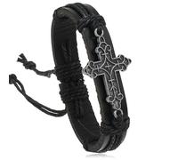 SBI Jewelry Men Leather Wristbands Cross Bracelets for Dad Father Brother Adjustable Faith Jewellery Birthday Wristband Gifts