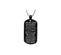 SBI Jewelry Mother Son Heart Necklace for Women Mom Love Heart Pendant Black Engraved Necklaces Birthday Stainless Steel Family Birthday Anniversary