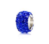 SBI Jewelry Murano Glass Sparkling Beads Crystal Blue Spacer Charm Compatible with Pandora Charm Bracelet for Women Birthday Jewellery