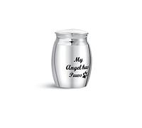 SBI Jewelry My Angel Has Paws Dog Pets Cat Small Cremation Urn for Ashes Keepsake Animal Paw Print Memorial Holder Stainless Steel 1.6"