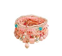 SBI Jewelry Orange Pink Boho Style Layered Beaded Bracelet for Women Charm Stranded Wrap Spiritual Relief Energy Support Birthday Anniversary
