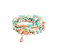 SBI Jewelry Orange Teal Turquoise Candy Boho Style Layered Beaded Bracelet for Women Spiritual Wrap Jewllery Gift