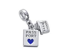 SBI Jewelry Passport Dangle Heart Love Travel Ship Pendant for Daughter Sister Mum Birthday Charm Compatible Pandora Bracelet
