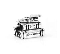 SBI Jewelry PhD Graduation Charm for Bracelets Book Cap Bead Pendant Family Friend Birthday Compatible with Pandora Charm Bracelet