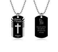 SBI Jewelry Philippians 4:13 Cross Necklace Bible Verse Women Prayer Jesus God Holy Dog Tag Daughter Mum Sister Best Friends Family Birthday