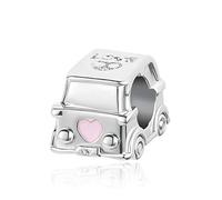 SBI Jewelry Pink Car Charm Compatible with Pandora Charm Bracelets Summer Camp Van Camping Gift Love Peace Car Charm Women Birthday Anniversary