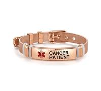 SBI Jewelry Pink First Aid Red Medical Alert Bracelet for Family Cancer Patient Wristlet Medical Identify Wrap Stainless Steel