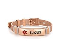 SBI Jewelry Pink Medical Alert Bracelet for Women Men Eliquis Medicine Identify Wristband First Aid Support Adjustable Stainless Steel