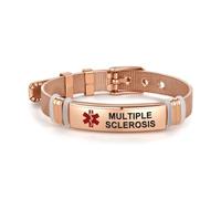 SBI Jewelry Pink Medical Alert Multiple Sclerosis Bracelet for Women Men Bracelet Health Condition Identify Emergency First Aid Wrap
