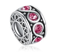 SBI Jewelry Pink October Birthstone Charm Compatible with Pandora Bracelet Necklace Pendant Pink CZ Spacer Charm Jewellery Gifts