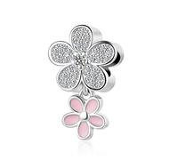 SBI Jewelry Pink Sparkling Daisy Flower Dangle Charm for Bracelet Granddaughter friend Best Friend