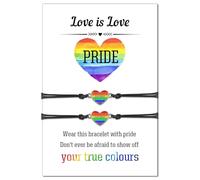 SBI Jewelry Rainbow Heart Bracelet for Women Love Gay Pride Wristlet Gift Lesbian Support Equal Marriage Wristband Adjustable Birthday Anniversary
