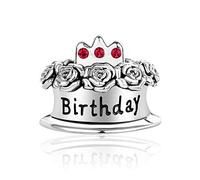SBI Jewelry Red Birthstone Birthday Cake Charms for Bracelets July Crystal Bead Women Christmas Compatible with Pandora Charm Bracelet