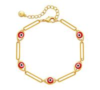 SBI Jewelry Red White Gold Evil Eye Bracelet for Women Protection Lucky Charm Adjustable Spiritual Beaded Bracelet for Women Couple Birthday