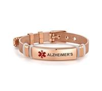 SBI Jewelry Rose Gold Medical Alert ID Bracelet for Alzheimer's Wristband Adjustable Grandma Care Love First Aid Support Rose Gold Stainless Steel