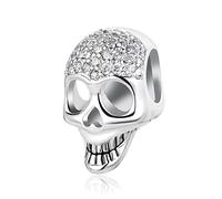 SBI Jewelry Silver Birthstone Sugar Skull Charm Compatible with Pandora Bracelet Charm for Women Heart Bead Birthday