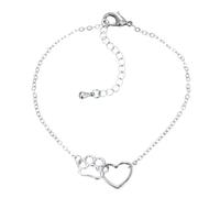 SBI Jewelry Silver I Love You Dog Cat Pawprint Birthday Bracelets for Women Adjustable Stainless Steel Chain Bracelets for Granddaughter
