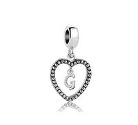 SBI Jewelry Silver Initial Letter Charm Compatible Pandora Bracelet Love Heart Charm for Women Birthday Alphabet Jewellery G