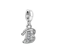 SBI Jewelry Silver Letter Charm fits Pandora Bracelets Necklace Pendant Dangle Bead Birthstone Charms for Women Alphabet Initial Birthday B