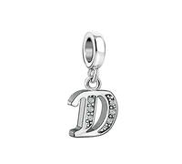 SBI Jewelry Silver Letter Charm fits Pandora Bracelets&Necklace Pendant Dangle Bead Birthstone Charms for Women Alphabet Initial Birthday D