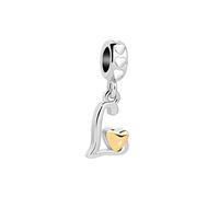SBI Jewelry Silver Letter Charm Golden Hearts Beads Mothers Day Pendant Compatible with Pandora Charms Bracelets for Mum Personalised Gift Jewelry