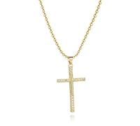 SBI Jewelry Simple Minimalist Latin Cross Gold Necklace for Women Clear CZ Birthday Men Sun Women Brother Sister Dad Friends Family Christmas