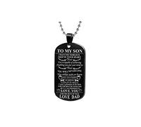 SBI Jewelry Son Dad Necklace Love Heart Pendant Black Engraved Necklaces Father Birthday Stainless Steel Family Birthday Anniversary