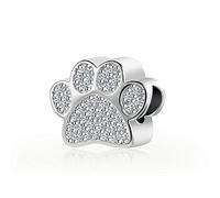 SBI Jewelry Sparkling Dog Paw Print Charm for Bracelet Pets Puppy Bead Mum Best Friend Birthday