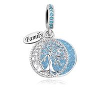SBI Jewelry Sparkling Family Women's Charms Blue Birthday Charm Compatible with Pandora Charms Bracelets for Christmas Family Pendant Birthstone Gift