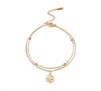 SBI Jewelry Sparkling Layered Lucky Charm Bracelet for Women Good Luck Clover Chain Adjustable Wristlet Birthday Anniversary Friends Family
