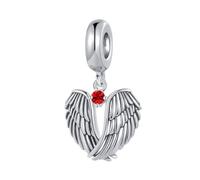 SBI Jewelry Sparkling Red Birthstone Guardian Angel Charm Compatible with Pandora Bracelet for Women Daughter Granddaughter Bead Gifts
