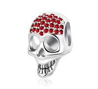 SBI Jewelry Sparkling Red Skull Charm Compatible with Pandora Bracelets Pendant Lucky Necklace Dangle Birthstone Beads Women Personalised Jewellery
