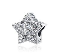 SBI Jewelry Sparkling Star Charm for Bracelet Birthstone Crystal Clear Bead Pendant Women Mum Wife Sister Wife Daughter Cousin Family Best Friend Compatible with Pandora Charm Bracelet