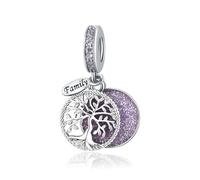 SBI Jewelry Sparkling Tree of Life Family Charm fits Pandora Bracelets Necklace Pendant Purple Charm for Women Birthday Jewellery Gifts