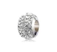 SBI Jewelry Sparkling White Murano Glass Beads Crystal Clear Spacer Charm Compatible with Pandora Charm Bracelet for Women