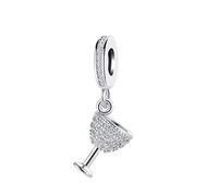 SBI Jewelry Sparkling Wine Glass Dangle Charm for Bracelets Anniversary Birthday Pendant Women Compatible with Pandora Charm Bracelets