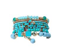 SBI Jewelry Spiritual Turquoise Rainbow Boho Style Layered Beaded Bracelet for Women Gift Charm Stranded Wrap Relief Energy Support Birthday Anniversary