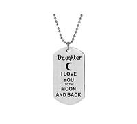 SBI Jewelry To Daughter Dog Tag Silver Necklace for Women Pendant I Love You To The Moon And Back Birthday Stainless Steel