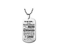 SBI Jewelry To Son Dog Tag Silver Necklace for Women Braver Than You Believe Stainless Steel Pendant Necklaces Birthdays