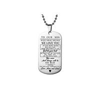 SBI Jewelry To Son Necklace for Women Men Love Engraved Pendant Necklaces Never Forget We Love You Stainless Steel Dangle Birthday Anniversary