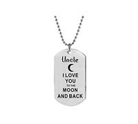 SBI Jewelry Uncle I Love You Necklace for Women Engraved to The Moon and Back Silver Stainless Steel Family Christmas Birthday Anniversary