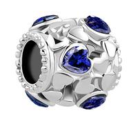 SBI Jewelry Women Blue Heart CZ Charm Compatible with Pandora Charm Bracelet Birthstone Love Forever Always Birthday Anniversary