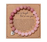 SBI Jewelry Women Crystal Pink Bracelets with Stone Love Heart Beaded Bracelet Spiritual Relief Energy Stranded Wrap for Daughter Birthday Jewellery