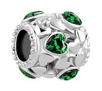 SBI Jewelry Women Green CZ Heart Love Charm Compatible with Pandora Charm Bracelet Daughter Auntie Mom Sister Birthday Anniversary