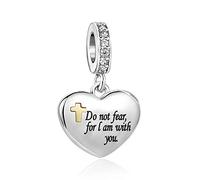 SBI Jewelry Women Heart Dangle Do not fear for I am with you Cross Charm Compatible with Pandora Charm Bracelet Jewellery Gifts