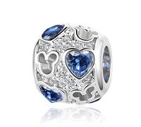 SBI Jewelry Women Heart Mouse Charm for Bracelets Blue September Birthstone Bead Best Friend Granddaughter Birthday